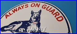 Vintage Esso Gasoline Sign Guard Dog Shepard Gas Service Porcelain Sign