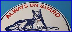 Vintage Esso Gasoline Sign Guard Dog Shepard Gas Service Porcelain Sign