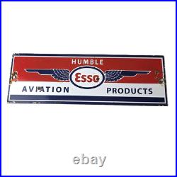 Vintage Esso Gasoline Sign Humble Aviation Service Station Porcelain Gas Sign Vintage Esso Gasoline Sign Humble Aviation Service Station Porcelain Gas Sign