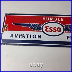 Vintage Esso Gasoline Sign Humble Aviation Service Station Porcelain Gas Sign Vintage Esso Gasoline Sign Humble Aviation Service Station Porcelain Gas Sign