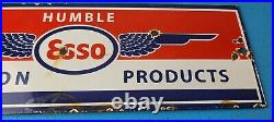 Vintage Esso Gasoline Sign Humble Aviation Service Station Porcelain Gas Sign