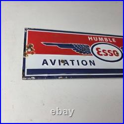 Vintage Esso Gasoline Sign Humble Aviation Service Station Porcelain Gas Sign Vintage Esso Gasoline Sign Humble Aviation Service Station Porcelain Gas Sign