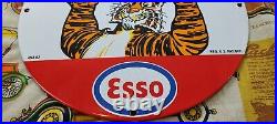Vintage Esso Gasoline Sign Porcelain Advertisement Collection Gas Pump Sign