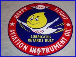 Vintage Esso Oil Drop Boy? Airplane Aviation Porcelain Metal Gasoline Oil Sign