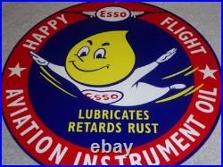 Vintage Esso Oil Drop Boy? Airplane Aviation Porcelain Metal Gasoline Oil Sign