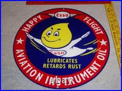 Vintage Esso Oil Drop Boy? Airplane Aviation Porcelain Metal Gasoline Oil Sign