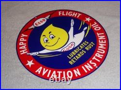 Vintage Esso Oil Drop Boy? Airplane Aviation Porcelain Metal Gasoline Oil Sign