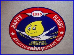 Vintage Esso Oil Drop Boy? Airplane Aviation Porcelain Metal Gasoline Oil Sign