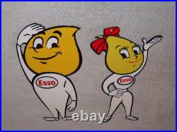 Vintage Esso Oil Drop Boy & Girl Pair 12 Metal Gasoline Oil Advertising Sign 2