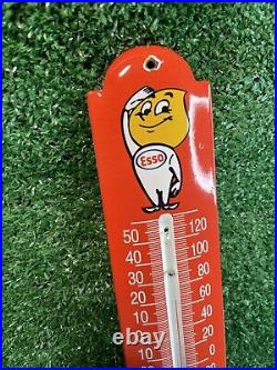 Vintage Esso Porcelain Sign Gas Service Station Thermometer Oil Drop Boy Lube