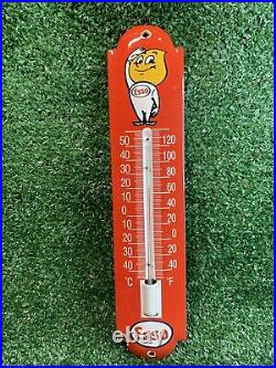 Vintage Esso Porcelain Sign Gas Service Station Thermometer Oil Drop Boy Lube
