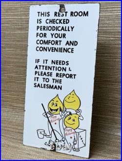 Vintage Esso Rest Room Porcelain Sign Gas Station Cleaning Motor Oil Pump Plate