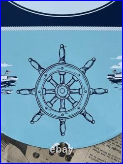 Vintage Essomarine Oils & Greases Gas Motor 12 Inch Porcelain Enamel Sign