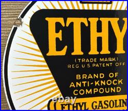 Vintage Ethyl Anti-knock Porcelain Sign Dealership Gas Station Motor Oil