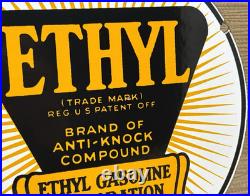 Vintage Ethyl Anti-knock Porcelain Sign Dealership Gas Station Motor Oil