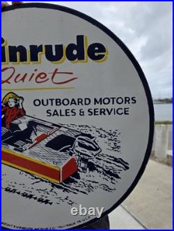 Vintage Evinrude Double-sided Flange Porcelain Gas Sign 17 X 17