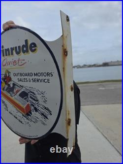 Vintage Evinrude Double-sided Flange Porcelain Gas Sign 17 X 17