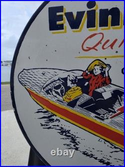 Vintage Evinrude Double-sided Flange Porcelain Gas Sign 17 X 17