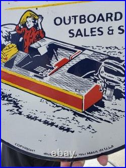 Vintage Evinrude Double-sided Flange Porcelain Gas Sign 17 X 17