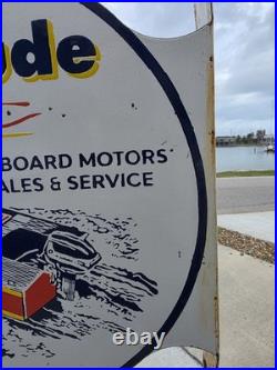 Vintage Evinrude Double-sided Flange Porcelain Gas Sign 17 X 17