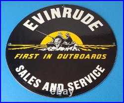 Vintage Evinrude Outboards Sign Marine Boating Fishing Porcelain Gas Pump Sign