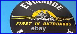 Vintage Evinrude Outboards Sign Marine Boating Fishing Porcelain Gas Pump Sign