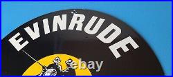 Vintage Evinrude Outboards Sign Marine Boating Fishing Porcelain Gas Pump Sign