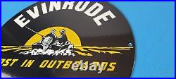 Vintage Evinrude Outboards Sign Marine Boating Fishing Porcelain Gas Pump Sign