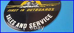 Vintage Evinrude Outboards Sign Marine Boating Fishing Porcelain Gas Pump Sign