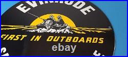 Vintage Evinrude Outboards Sign Marine Boating Fishing Porcelain Gas Pump Sign