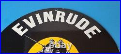 Vintage Evinrude Outboards Sign Marine Boating Fishing Porcelain Gas Pump Sign