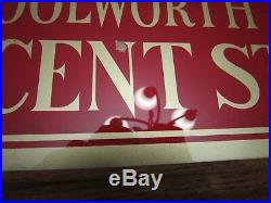Vintage F. W. Woolworth Co. Five and ten cent store sign reverse painted on glass