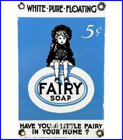 Vintage Fairy Soap Porcelain Sign Gas Oil Restroom Laundry Dish Gas Station Oil