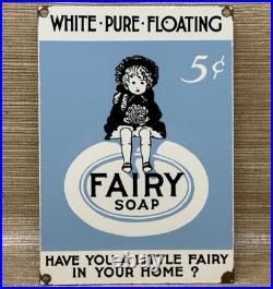 Vintage Fairy Soap Porcelain Sign General Store Gas Station Grocery Motor Oil