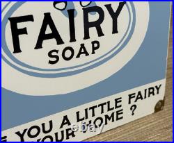 Vintage Fairy Soap Porcelain Sign General Store Gas Station Grocery Motor Oil