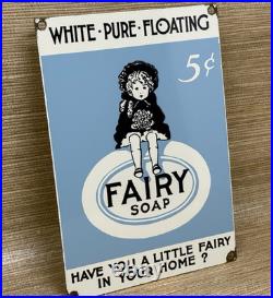 Vintage Fairy Soap Porcelain Sign General Store Gas Station Grocery Motor Oil