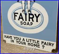 Vintage Fairy Soap Porcelain Sign General Store Gas Station Grocery Motor Oil