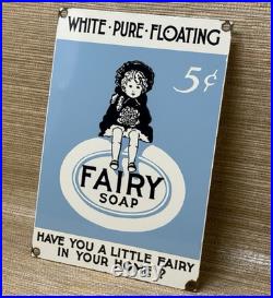 Vintage Fairy Soap Porcelain Sign General Store Gas Station Grocery Motor Oil