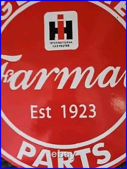 Vintage Farmall Porcelain Double-sided Flange Sign International Harvester