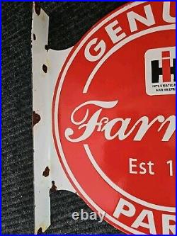 Vintage Farmall Porcelain Double-sided Flange Sign International Harvester