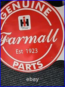 Vintage Farmall Porcelain Double-sided Flange Sign International Harvester