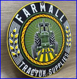 Vintage Farmall Tractor Supplies Porcelain Sign Gas Station Pump Oil Service Vintage Farmall Tractor Supplies Porcelain Sign Gas Station Pump Oil Service