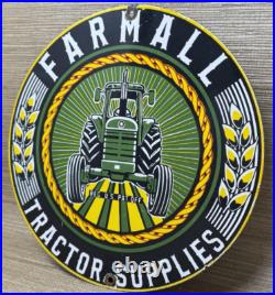 Vintage Farmall Tractor Supplies Porcelain Sign Gas Station Pump Oil Service Vintage Farmall Tractor Supplies Porcelain Sign Gas Station Pump Oil Service