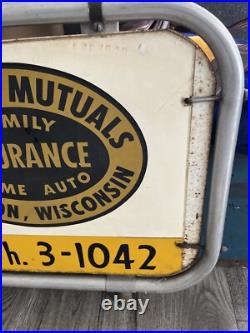 Vintage Farmers Insurance Sign Advertising 50's 60's Rare Wisconsin 42x21 Big