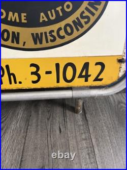 Vintage Farmers Insurance Sign Advertising 50's 60's Rare Wisconsin 42x21 Big