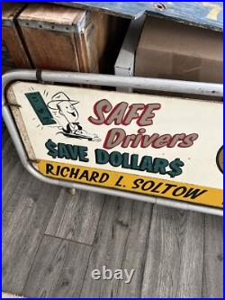 Vintage Farmers Insurance Sign Advertising 50's 60's Rare Wisconsin 42x21 Big