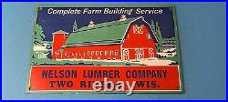 Vintage Farming Building Service Sign Wisconsin Lumber Barn Gas Porcelain Sign