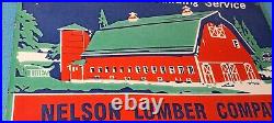 Vintage Farming Building Service Sign Wisconsin Lumber Barn Gas Porcelain Sign