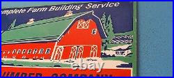 Vintage Farming Building Service Sign Wisconsin Lumber Barn Gas Porcelain Sign