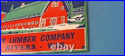 Vintage Farming Building Service Sign Wisconsin Lumber Barn Gas Porcelain Sign